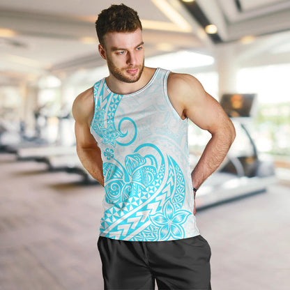 Polynesian Men Tank Top Tribal Tattoo Aqua Screen Color