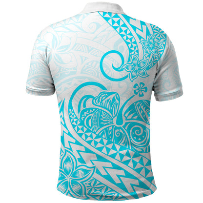 Polynesian Polo Shirt Tribal Tattoo Aqua Screen Color