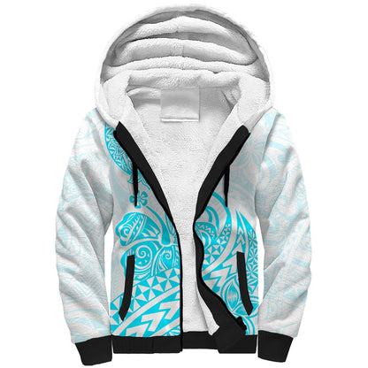 Polynesian Sherpa Hoodie Tribal Tattoo Aqua Screen Color