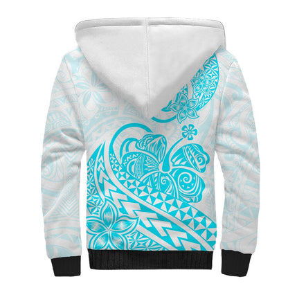 Polynesian Sherpa Hoodie Tribal Tattoo Aqua Screen Color