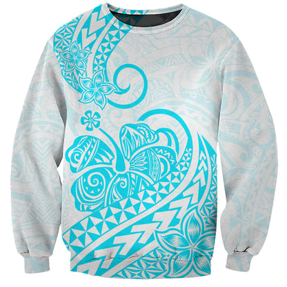 Polynesian Sweatshirt Tribal Tattoo Aqua Screen Color