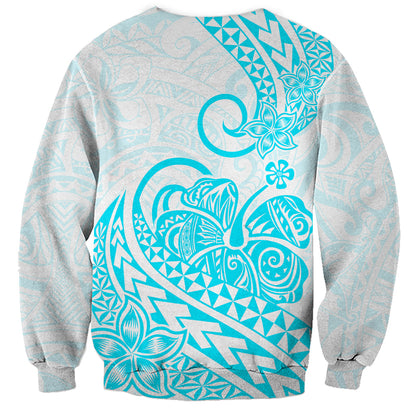 Polynesian Sweatshirt Tribal Tattoo Aqua Screen Color