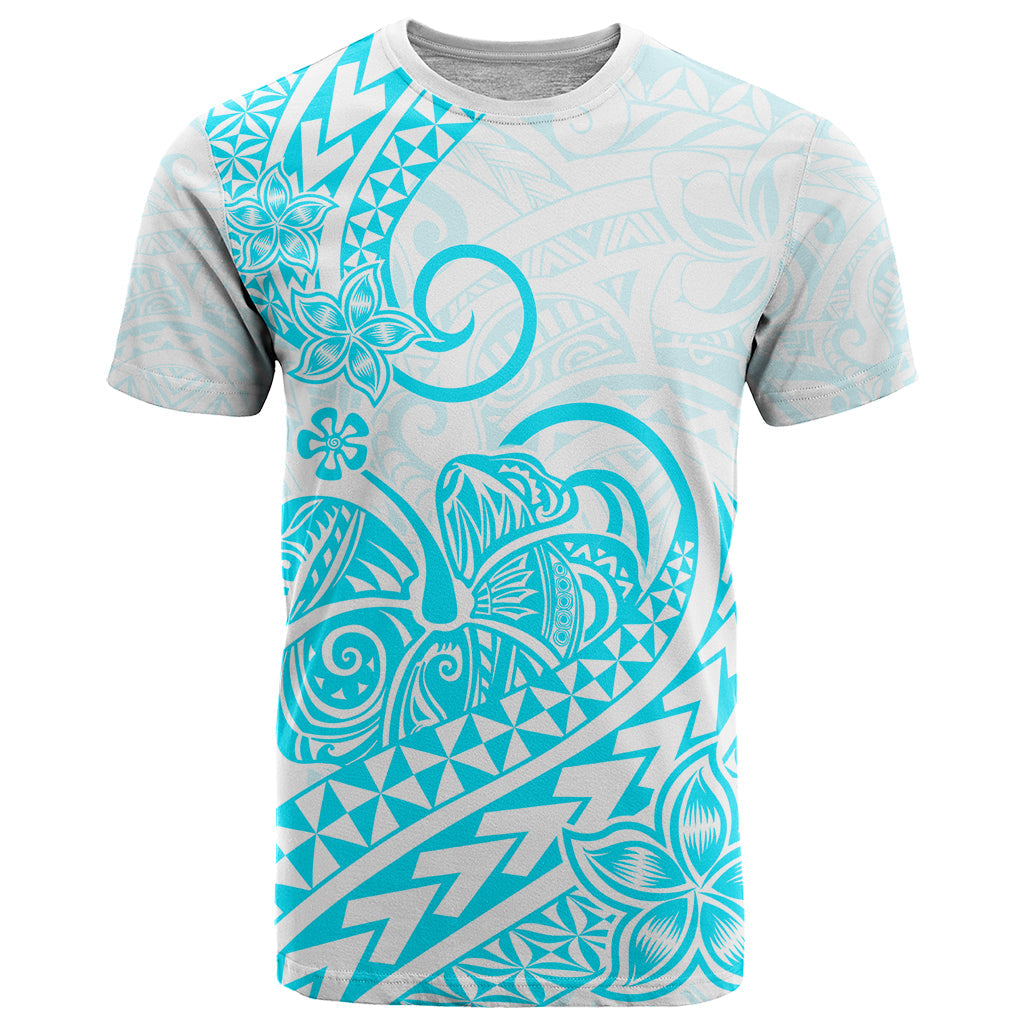 Polynesian T Shirt Tribal Tattoo Aqua Screen Color