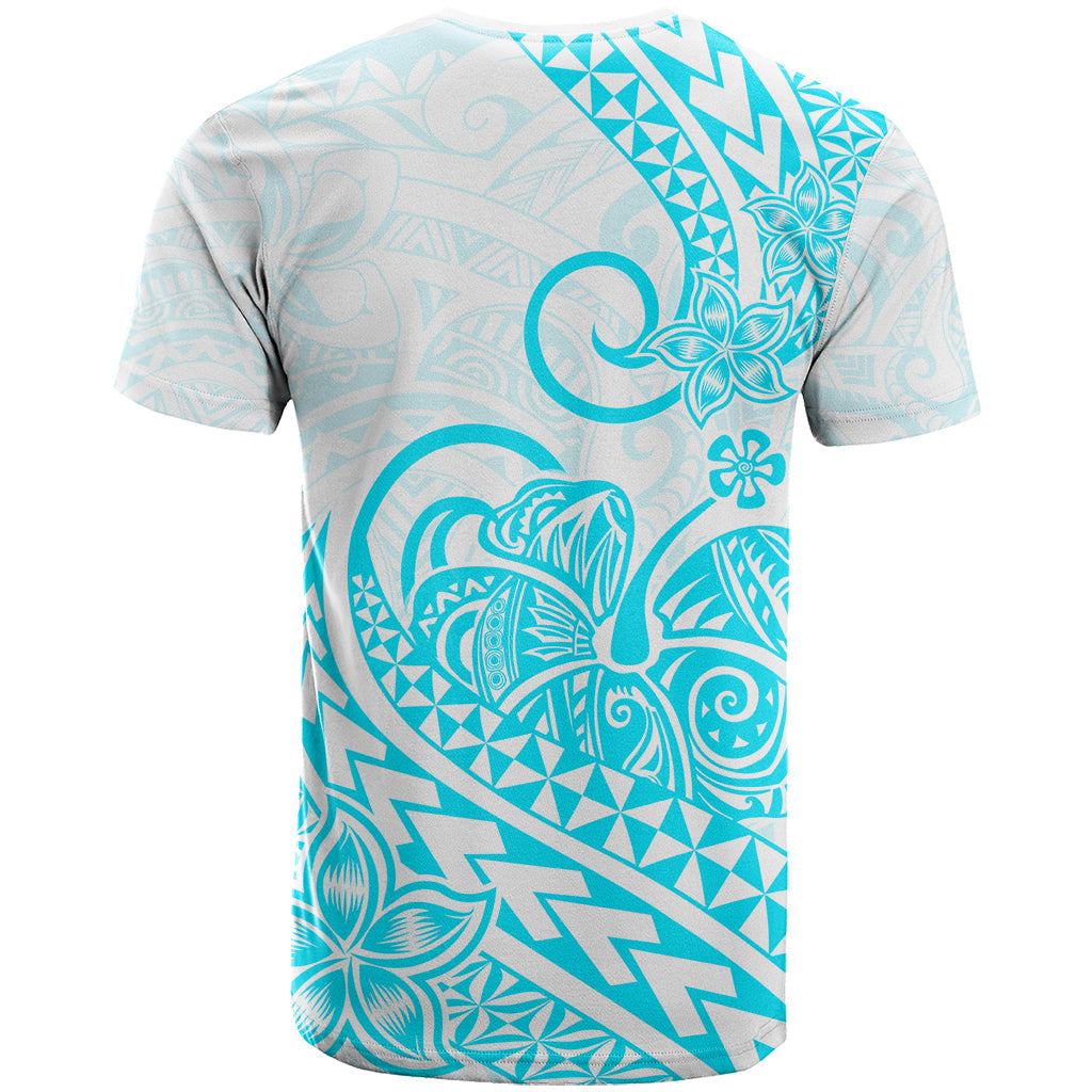 Polynesian T Shirt Tribal Tattoo Aqua Screen Color
