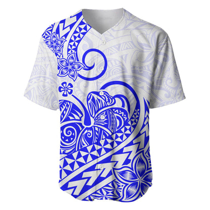 Polynesian Baseball Jersey Tribal Tattoo Blue Screen Color