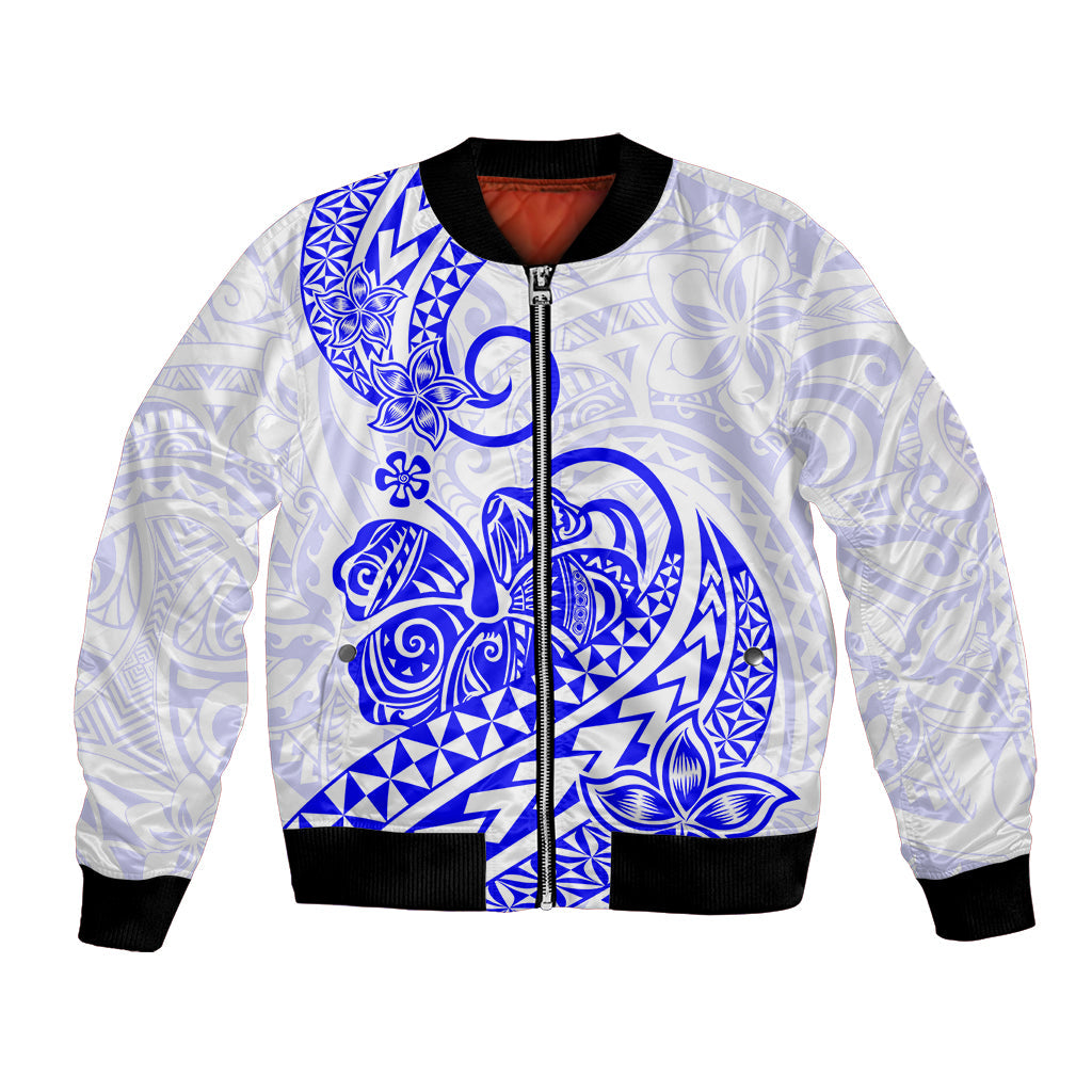 Polynesian Bomber Jacket Tribal Tattoo Blue Screen Color