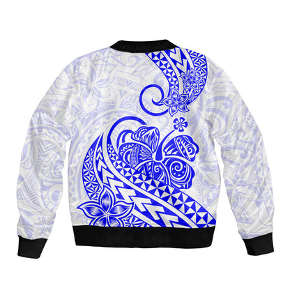 Polynesian Bomber Jacket Tribal Tattoo Blue Screen Color