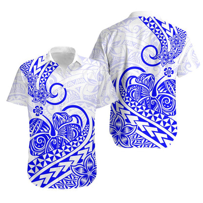 Polynesian Hawaiian Shirt Tribal Tattoo Blue Screen Color