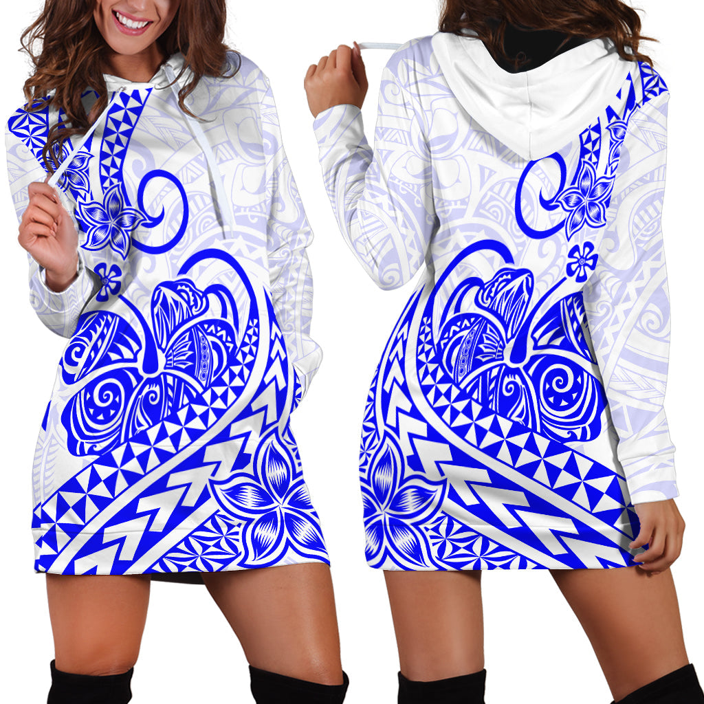 Polynesian Hoodie Dress Tribal Tattoo Blue Screen Color