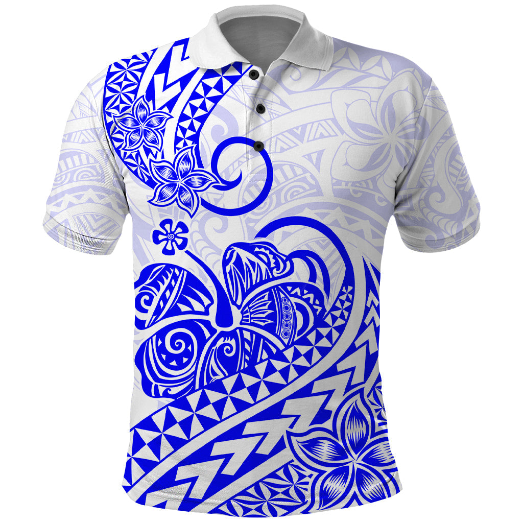 Polynesian Polo Shirt Tribal Tattoo Blue Screen Color