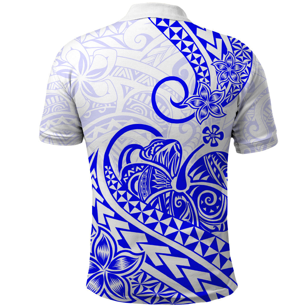 Polynesian Polo Shirt Tribal Tattoo Blue Screen Color