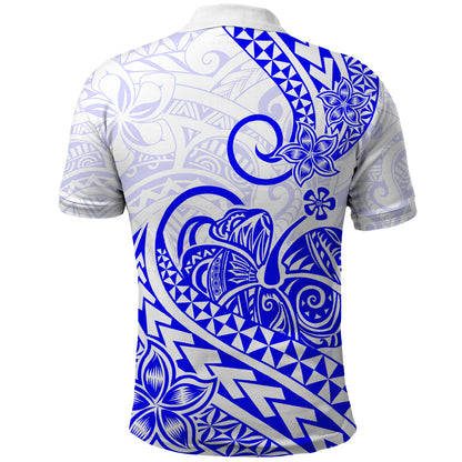 Polynesian Polo Shirt Tribal Tattoo Blue Screen Color