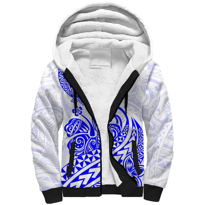 Polynesian Sherpa Hoodie Tribal Tattoo Blue Screen Color