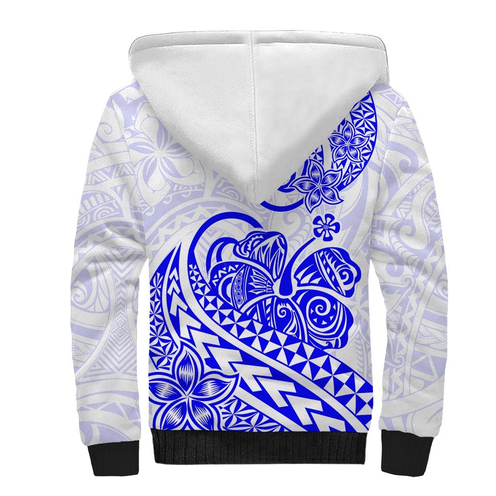 Polynesian Sherpa Hoodie Tribal Tattoo Blue Screen Color