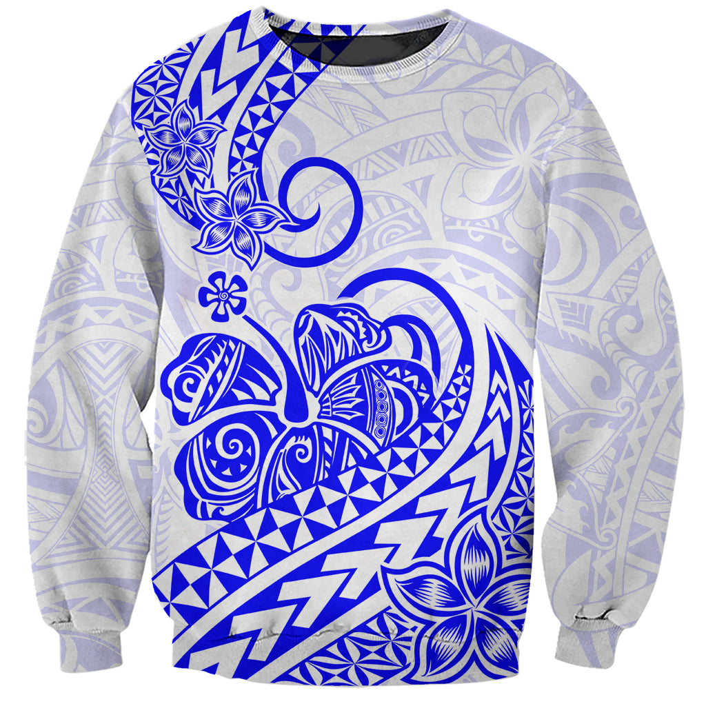 Polynesian Sweatshirt Tribal Tattoo Blue Screen Color