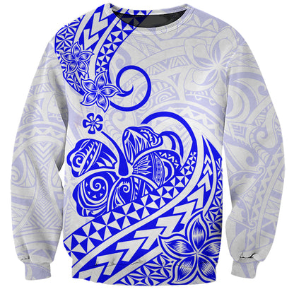Polynesian Sweatshirt Tribal Tattoo Blue Screen Color