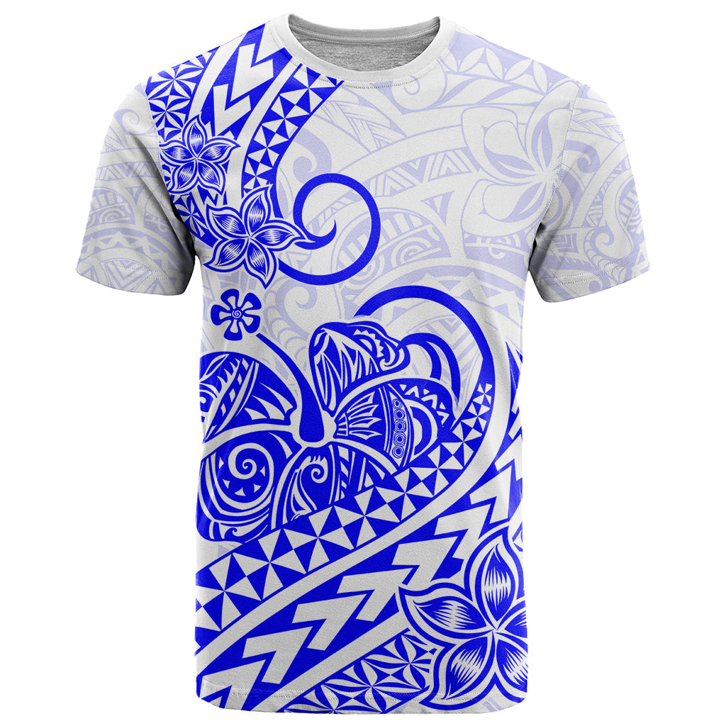 Polynesian T Shirt Tribal Tattoo Blue Screen Color