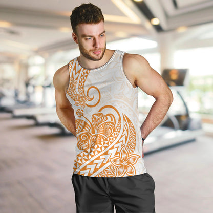 Polynesian Men Tank Top Tribal Tattoo Gold Screen Color