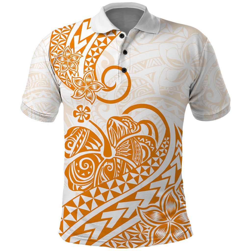 Polynesian Polo Shirt Tribal Tattoo Gold Screen Color