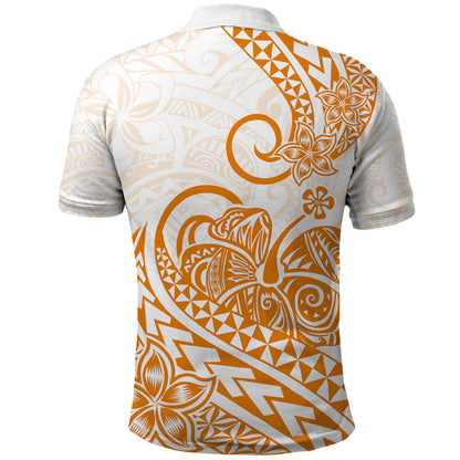 Polynesian Polo Shirt Tribal Tattoo Gold Screen Color