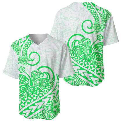 Polynesian Baseball Jersey Tribal Tattoo Green Screen Color