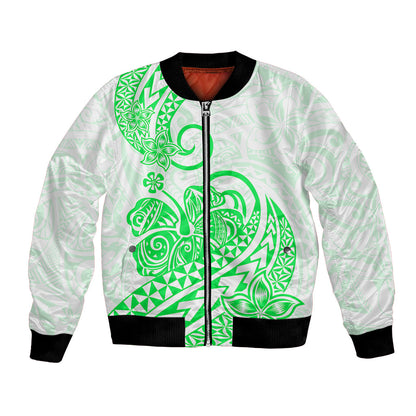 Polynesian Bomber Jacket Tribal Tattoo Green Screen Color