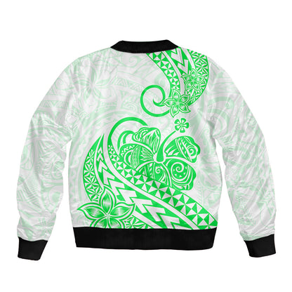 Polynesian Bomber Jacket Tribal Tattoo Green Screen Color