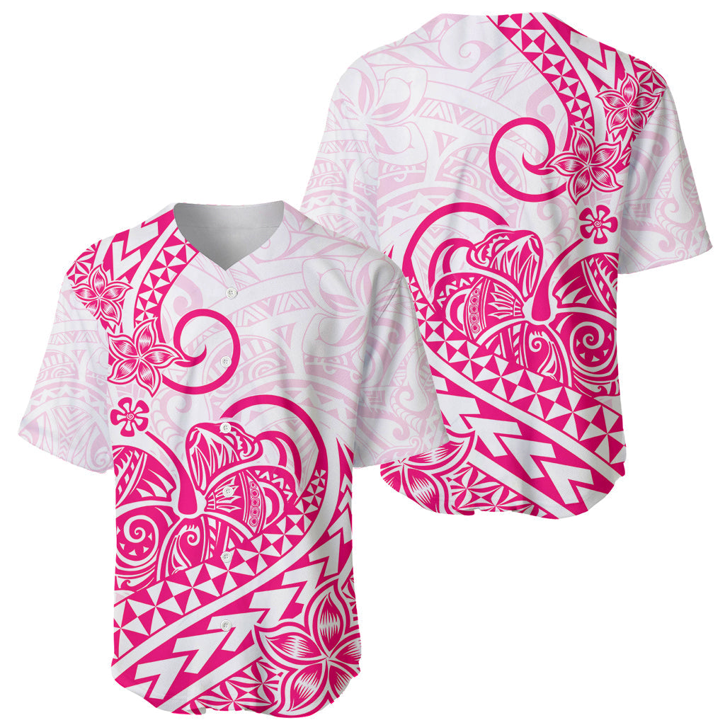 Polynesian Baseball Jersey Tribal Tattoo Pink Screen Color