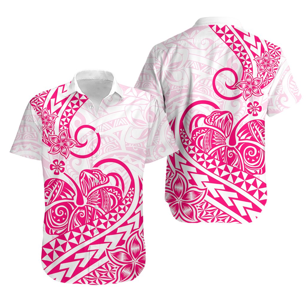 Polynesian Hawaiian Shirt Tribal Tattoo Pink Screen Color