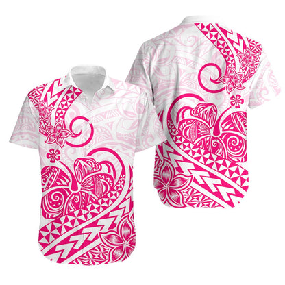 Polynesian Hawaiian Shirt Tribal Tattoo Pink Screen Color