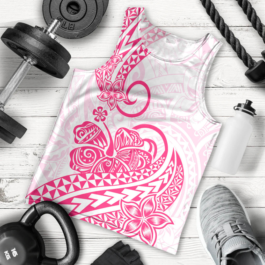 Polynesian Men Tank Top Tribal Tattoo Pink Screen Color