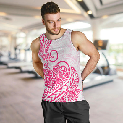 Polynesian Men Tank Top Tribal Tattoo Pink Screen Color