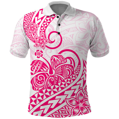 Polynesian Polo Shirt Tribal Tattoo Pink Screen Color