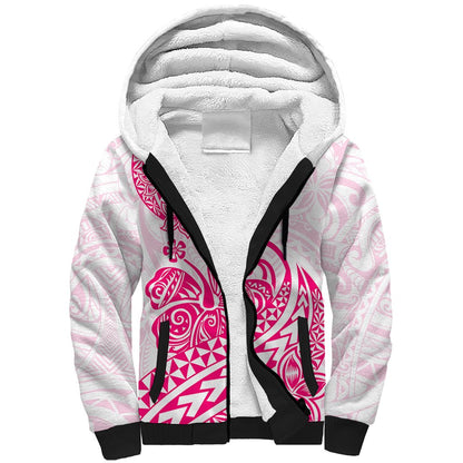 Polynesian Sherpa Hoodie Tribal Tattoo Pink Screen Color