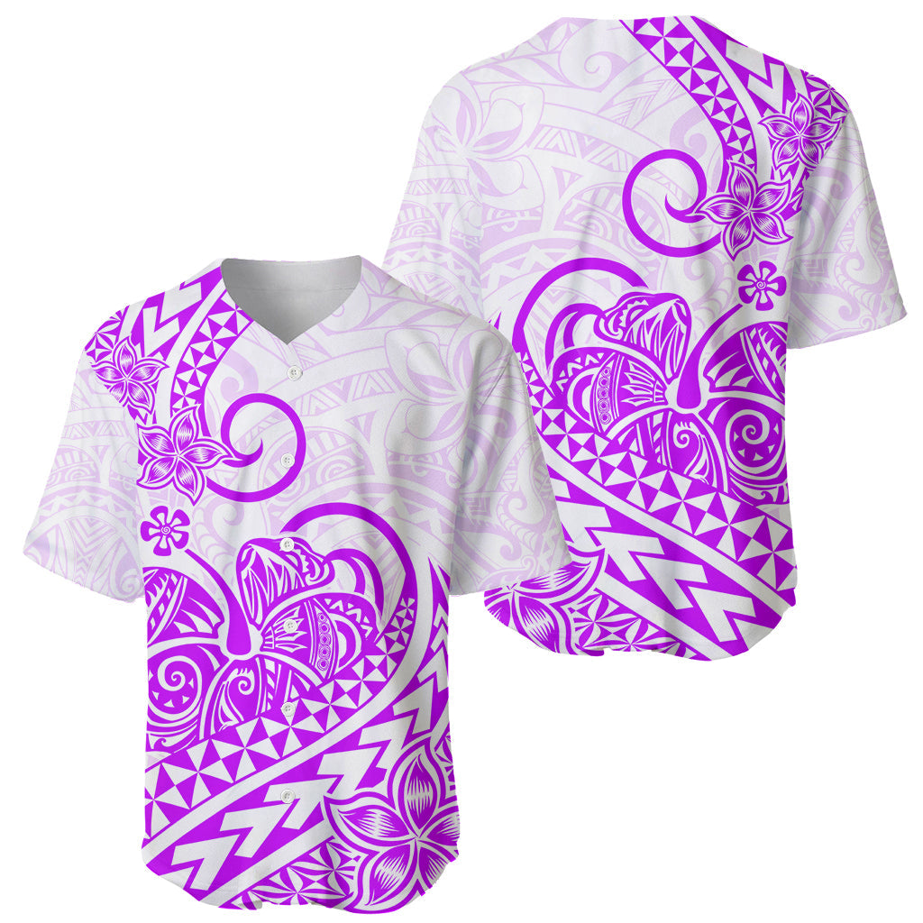 Polynesian Baseball Jersey Tribal Tattoo Purple Screen Color