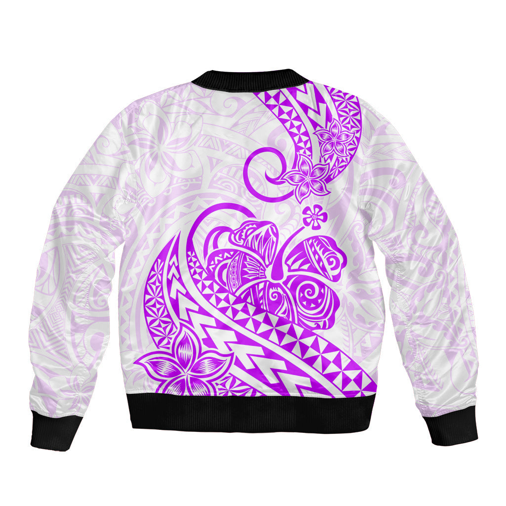 Polynesian Bomber Jacket Tribal Tattoo Purple Screen Color
