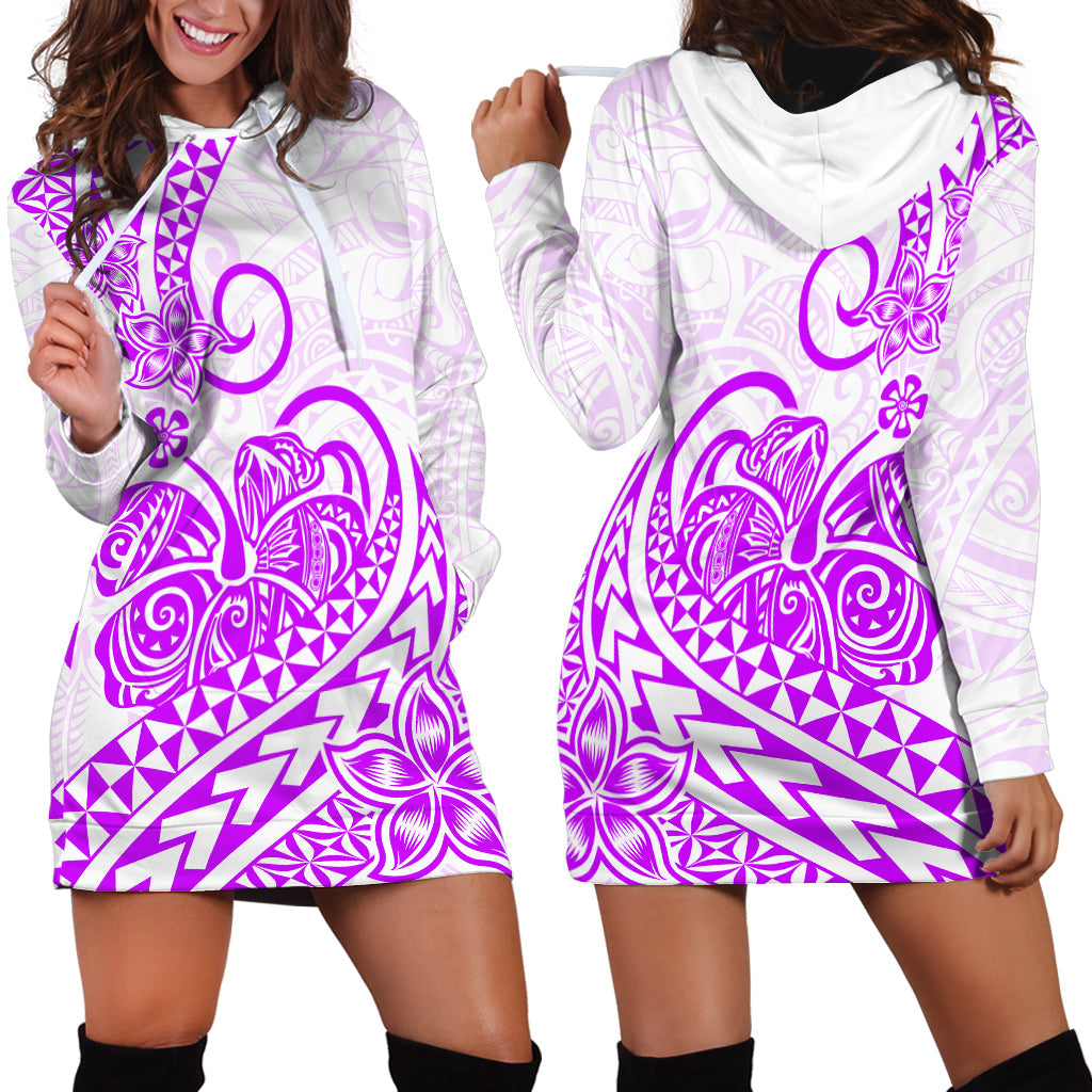 Polynesian Hoodie Dress Tribal Tattoo Purple Screen Color