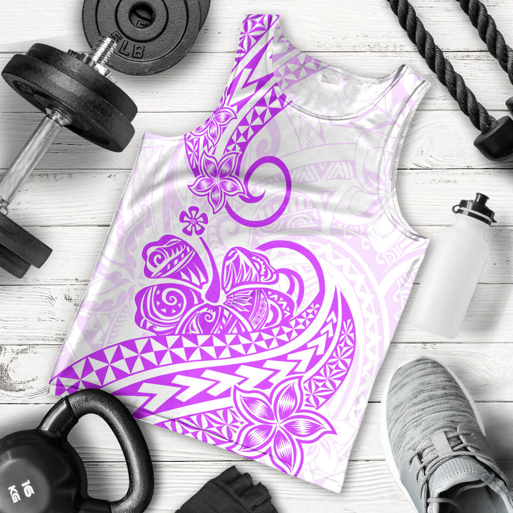 Polynesian Men Tank Top Tribal Tattoo Purple Screen Color