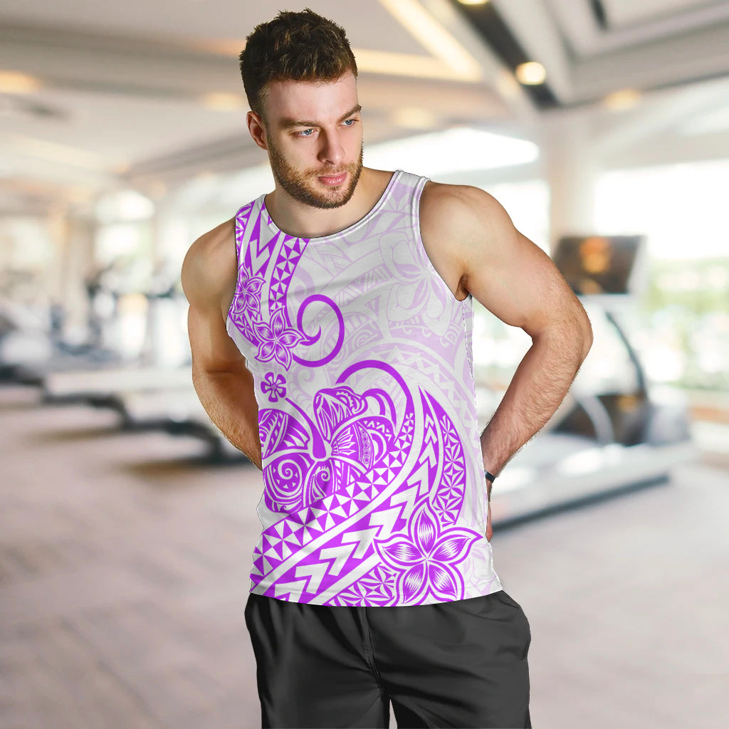 Polynesian Men Tank Top Tribal Tattoo Purple Screen Color