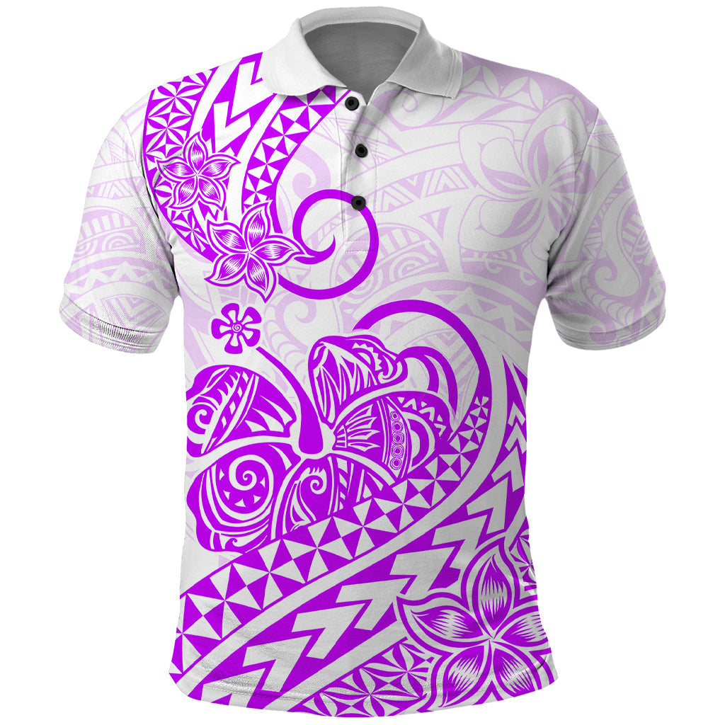 Polynesian Polo Shirt Tribal Tattoo Purple Screen Color