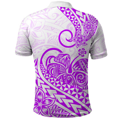 Polynesian Polo Shirt Tribal Tattoo Purple Screen Color