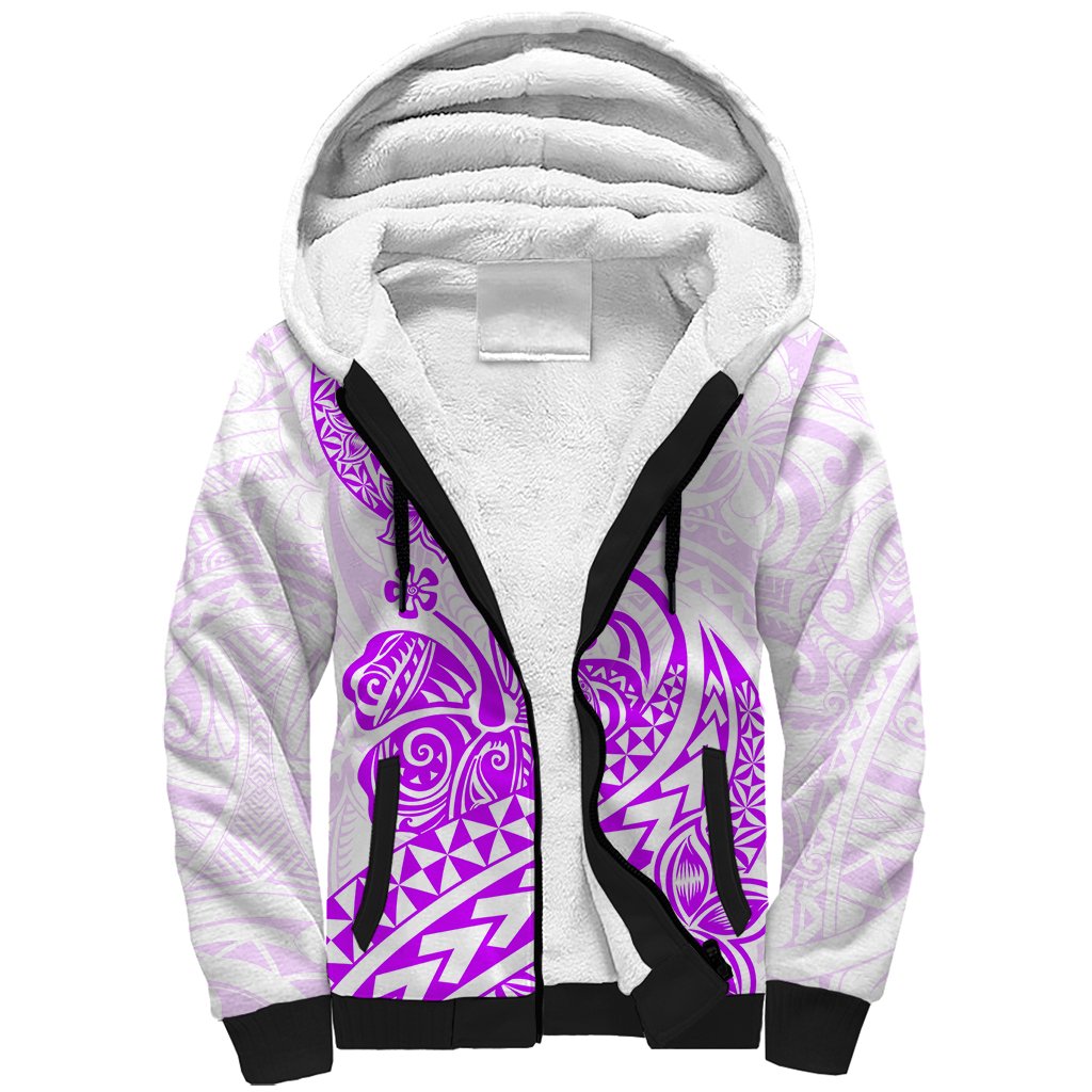 Polynesian Sherpa Hoodie Tribal Tattoo Purple Screen Color