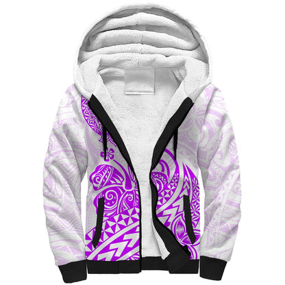 Polynesian Sherpa Hoodie Tribal Tattoo Purple Screen Color