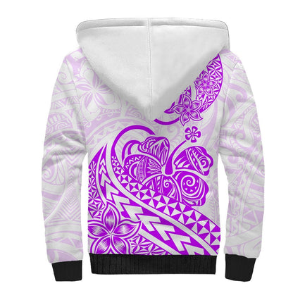 Polynesian Sherpa Hoodie Tribal Tattoo Purple Screen Color