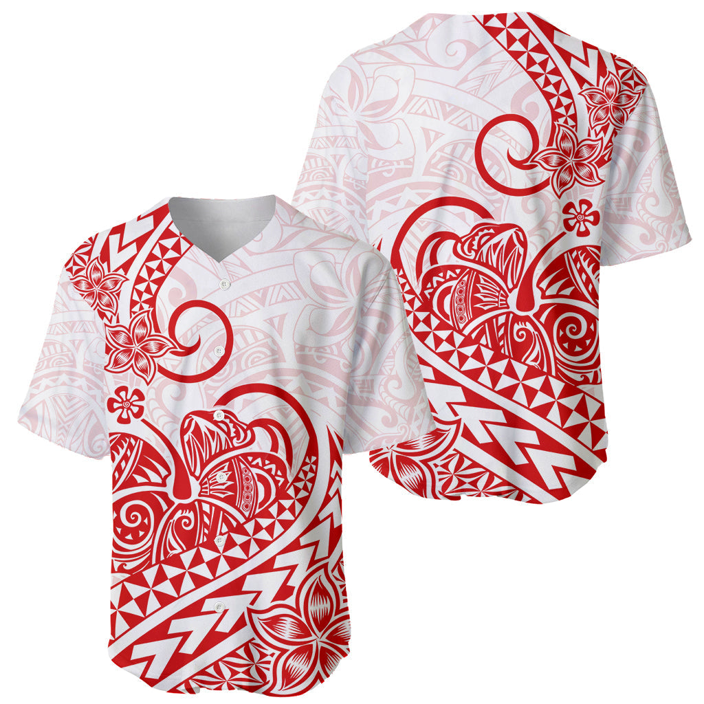 Polynesian Baseball Jersey Tribal Tattoo Red Screen Color