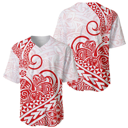 Polynesian Baseball Jersey Tribal Tattoo Red Screen Color