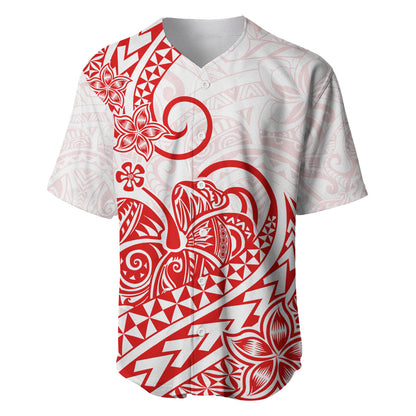 Polynesian Baseball Jersey Tribal Tattoo Red Screen Color