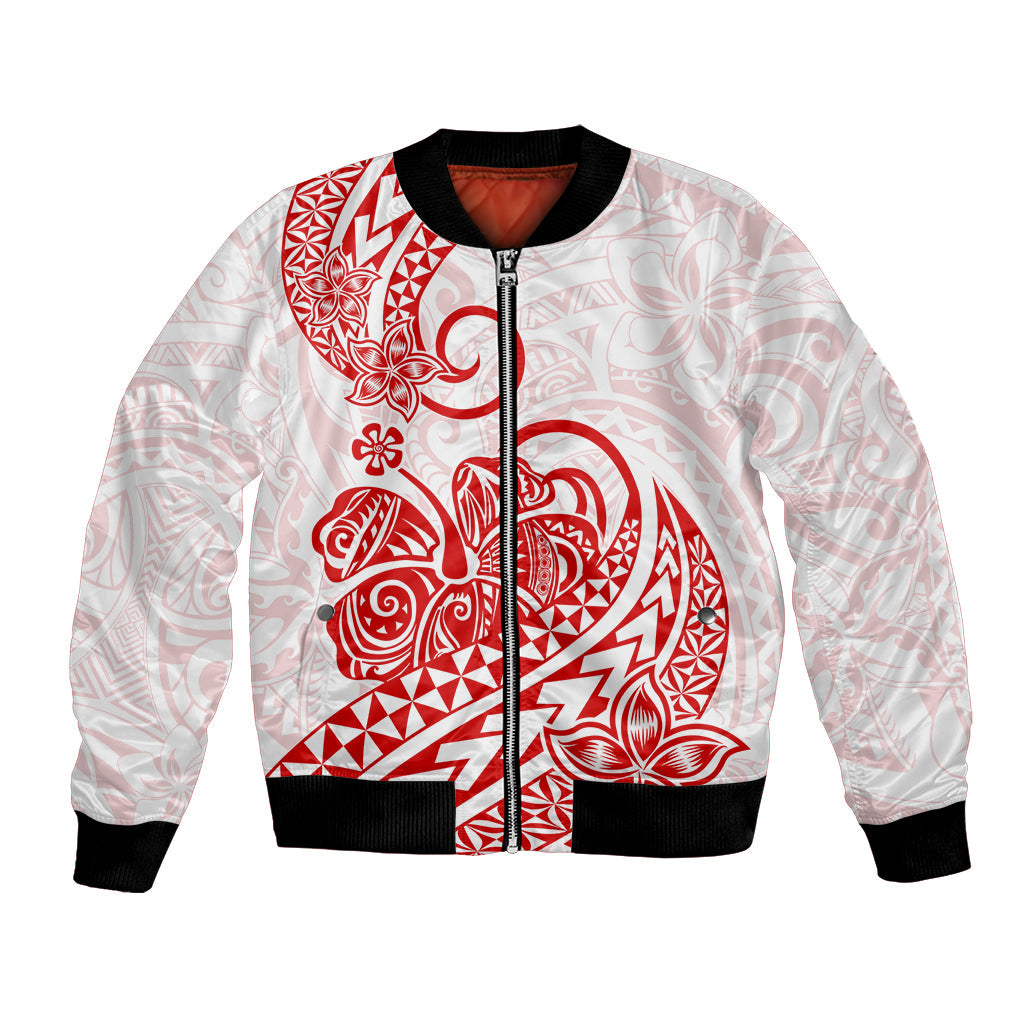 Polynesian Bomber Jacket Tribal Tattoo Red Screen Color