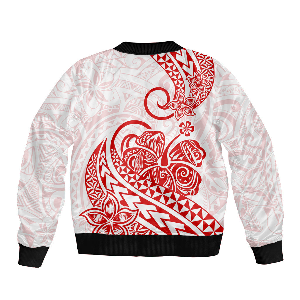 Polynesian Bomber Jacket Tribal Tattoo Red Screen Color
