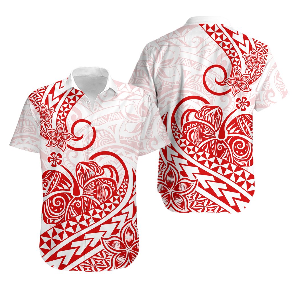 Polynesian Hawaiian Shirt Tribal Tattoo Red Screen Color
